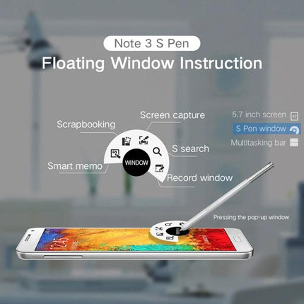 Pressure Sensitive Stylus Pen for Samsung Galaxy Note III - pressure-sensitive S Pen demonstrating floating window features for note taking and screen capture