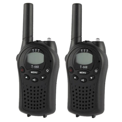 T668 Walkie Talkie Set for Everyday Communication and Use - compact black two-way radios for family outings, events, and workplace coordination