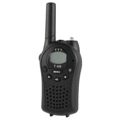 T668 Walkie Talkie Set for Everyday Communication and Use compact black ergonomic handheld radio for family outings and workplace coordination