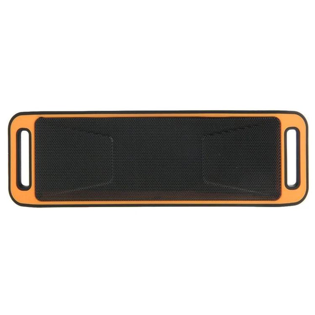 Compact Bluetooth Speaker For Everyday Listening And Calls in slim orange frame with dual drivers, TF card, 3.5mm input, FM radio (100 chars)