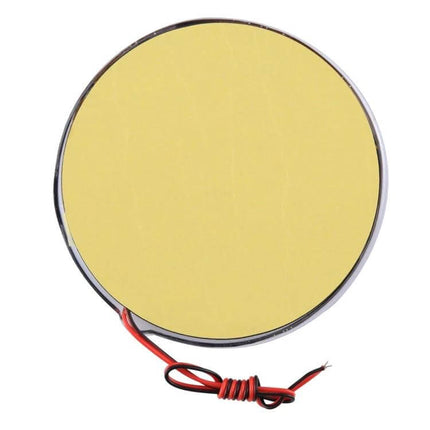 Colorful Flashing Light for Motorcycle Night Driving, 10cm Diameter - round yellow strobe LED with red/black wires for handlebar or frame mounting