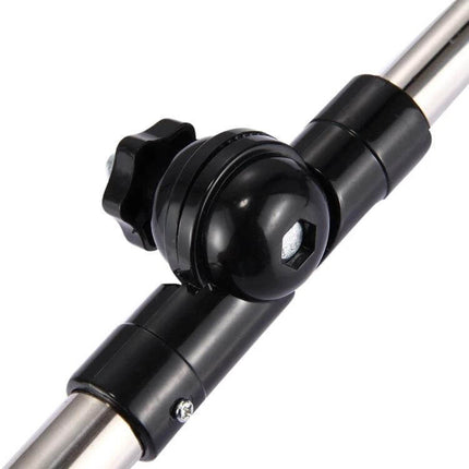 Universal Foldable Stainless Umbrella Mount For Bike Angle Adjustable stainless steel joint close-up showing adjustable knob and folding hinge