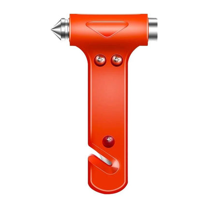 Emergency Hammer for Car Safety and Seat Belt Escape Tool - bright red compact seat belt cutter and window breaker for vehicle emergencies