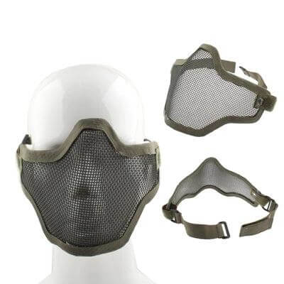 Half Face Net Mesh Style Mask With Elastic Strap For Daily Wear Army Green - breathable half-face net mesh mask with adjustable elastic strap