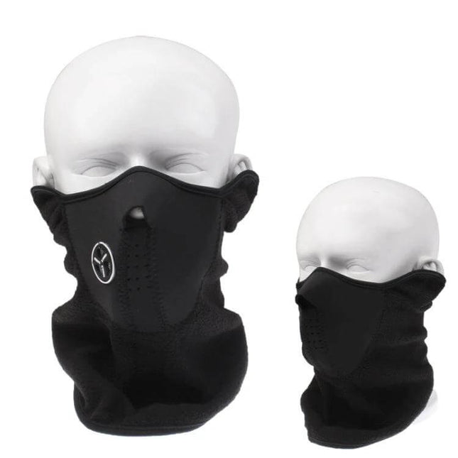 Outdoor Half Face Mask With Fleece Lining And Secure Velcro - black fleece balaclava for hiking, cycling, fishing and cold-weather commutes
