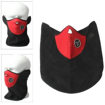 Cotton Winter Mask With Hook and Loop Fastener 24x22 cm - red front panel breathable cotton winter face mask with adjustable closure
