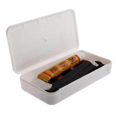 Emergency Bicycle Repair Kit Compact For On The Go Fixes - pocket repair kit with POM tire levers and adhesive in compact white case