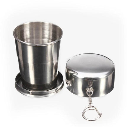 Stainless Steel Retractable Outdoor Cup Large for Travel - collapsible telescopic stainless steel travel cup with keychain lid