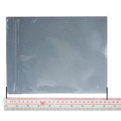 Zip Lock Anti-Static Bags for Electronic Protection, 23.5 x 21cm Pack of 100 - clear anti-static pouch with zipper and ruler showing dimensions