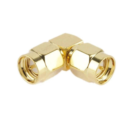 90 Degree Gold Plated SMA Male to Male Adapter for Connectivity - right-angle gold-plated SMA male to male RF connector for tight spaces