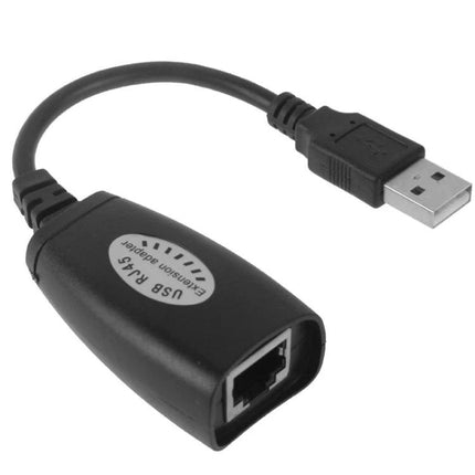 USB Ethernet Extender Adapter with 4 Ports for Remote Devices - black USB-to-RJ45 extender adapter for connecting webcams, printers, keyboards up to 150 ft