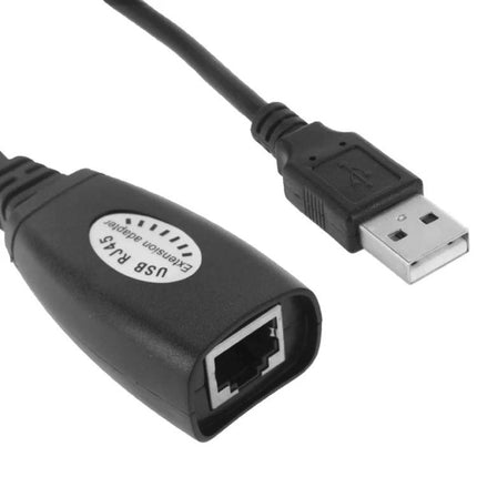 USB Ethernet Extender Adapter with 4 Ports for Remote Devices - black USB to RJ45 extender cable for remote webcams, printers and keyboards