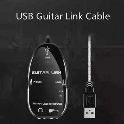 Guitar USB Cable for Everyday Recording and Practice - USB guitar link cable connecting electric guitar to PC or Mac for simple recording and practice