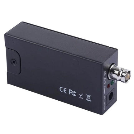 Mini HDMI to SDI Video Signal Converter for Professional Displays compact black converter box with BNC output and status LEDs