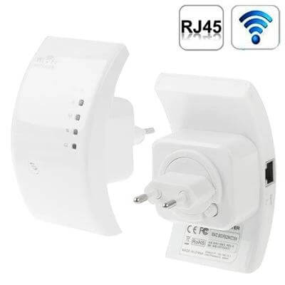 Wireless N WiFi Repeater for Expanding Coverage in Large Areas white plug-in extender 300Mbps 2.4GHz RJ45 for factories and community spaces