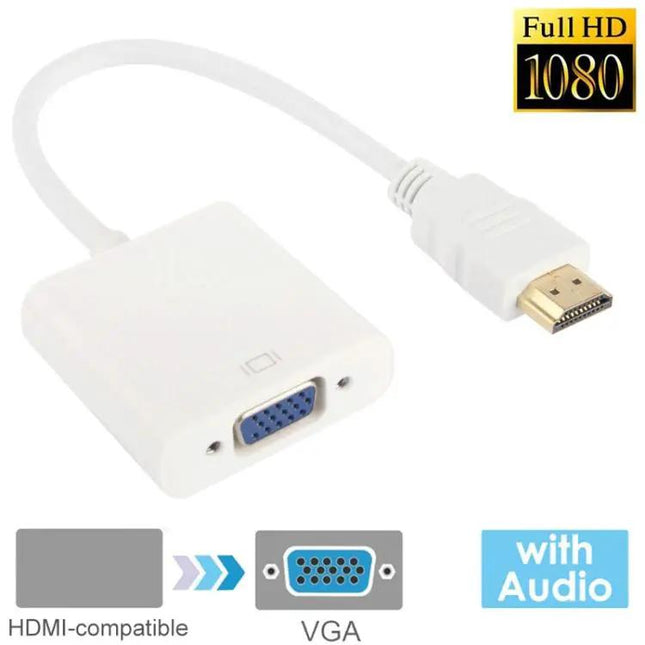 24cm HDMI to VGA Cable with Audio Output for Devices and Monitors