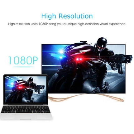 24cm HDMI to VGA Cable with Audio Output for Devices and Monitors connecting laptop to 1080P monitor showing high resolution multimedia