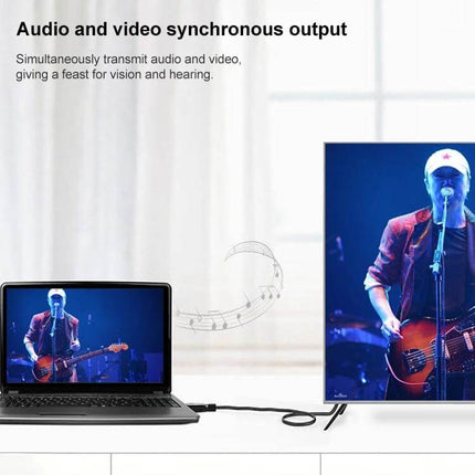 50cm Gold Plated HDMI Cable for Device Connections linking laptop to TV showing synced audio and video, compact cable for tidy home entertainment setups