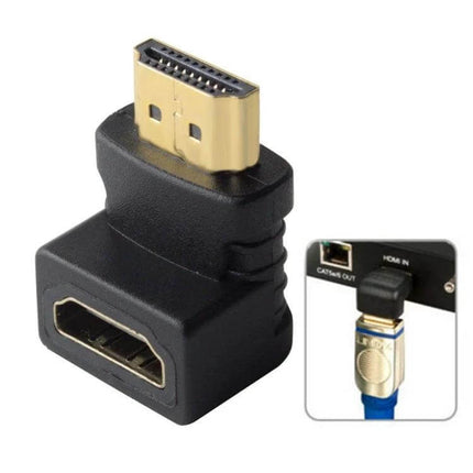 HDMI 90-Degree Angle Adapter for Easy Device Connections - black right-angle HDMI adapter reducing cable strain and port stress