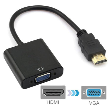 Compact 20cm HDMI Male to VGA Female Adapter for Displays - black 20cm HDMI-to-VGA adapter for laptops, projectors and legacy monitors