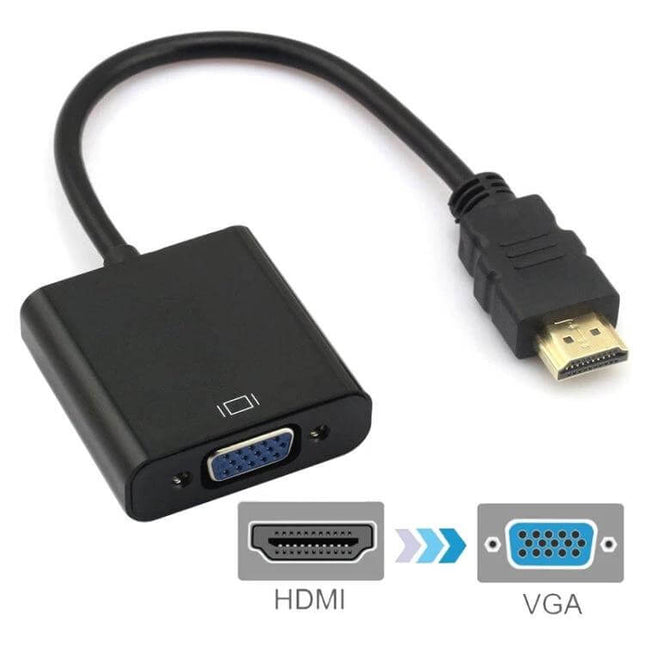 Compact 20cm HDMI Male to VGA Female Adapter for Displays - black 20cm HDMI-to-VGA adapter for laptops, projectors and legacy monitors
