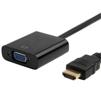 Compact 20cm HDMI Male to VGA Female Adapter for Displays – black HDMI to VGA converter cable for laptop, projector and monitor connections
