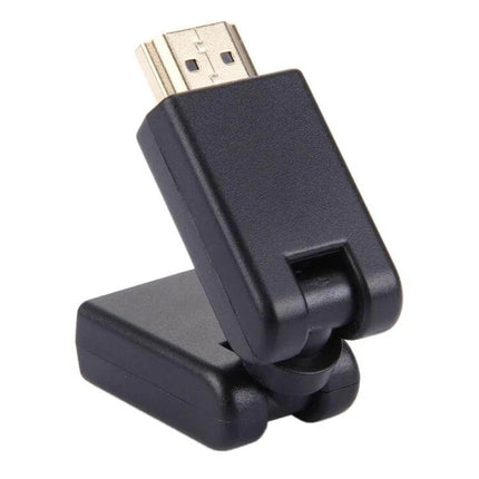 Gold Plated HDMI Male to Female Swivel Adapter for Flexible Connections showing black 360-degree swivel HDMI extender in angled position