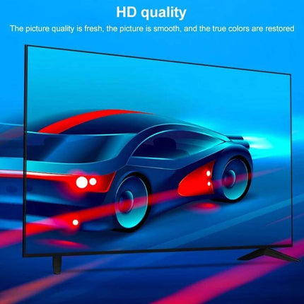 Short 16cm Gold Plated Mini HDMI to HDMI Adapter Cable connecting a camera or laptop to a TV for HD quality photos and video viewing