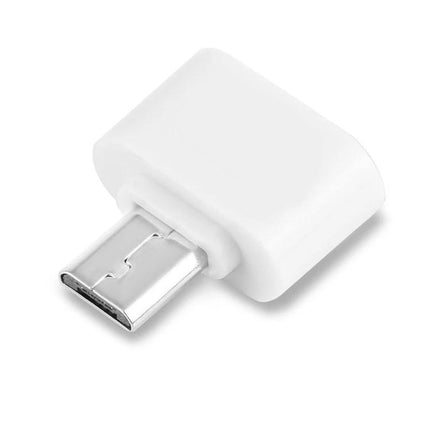 Adapter for Connecting Smartphones to Digital Cameras on the Go - white plug-and-play micro USB adapter for quick photo transfers