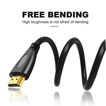 1.8m Gold-Plated Micro HDMI to HDMI Cable for Device Connections showing gold-plated connector and flexible bent cable