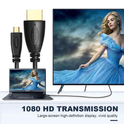 Gold Plated Micro HDMI to HDMI Cable for Devices, 1 Meter connecting laptop to TV for 1080p HD transmission