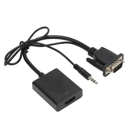 VGA to HDMI Video Converter for Connecting Computers to HD Displays - black VGA to HDMI adapter with audio jack for laptop to HDTV
