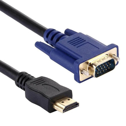 1.8 Meter HDMI to VGA Male Cable for Video Device Connections - HDMI to VGA cable showing gold-plated HDMI plug and blue VGA connector