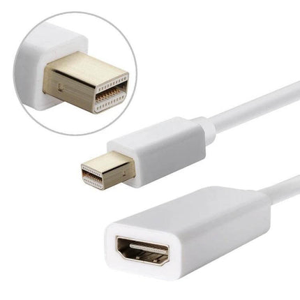 Short Mini DisplayPort to HDMI Adapter Cable for Device Connections connecting a laptop to an HDMI monitor for presentations and video