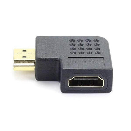 Gold Plated HDMI Adapter with 90-Degree Angle Connection - compact gold-plated HDMI elbow for TVs, projectors, and gaming consoles