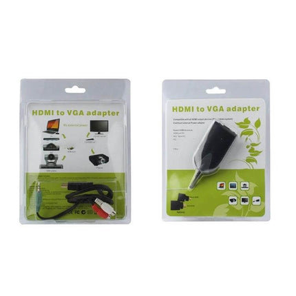 Adapter for Connecting HDMI Devices to VGA Displays with Audio, 50cm – packaged HDMI to VGA adapter with audio cable shown