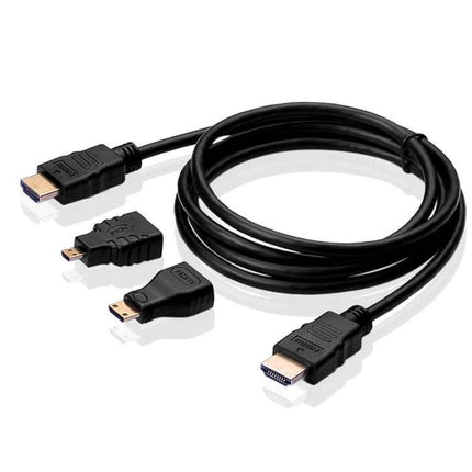 HDMI Cable Kit with Adaptors for TV Media Connections - 1.5m HDMI cable with micro/mini HDMI adaptors for connecting tablets, phones, cameras to TV