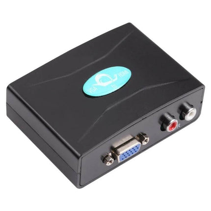 VGA to HDMI Video Converter with Audio for Device Connections black adapter box with VGA and RCA audio ports