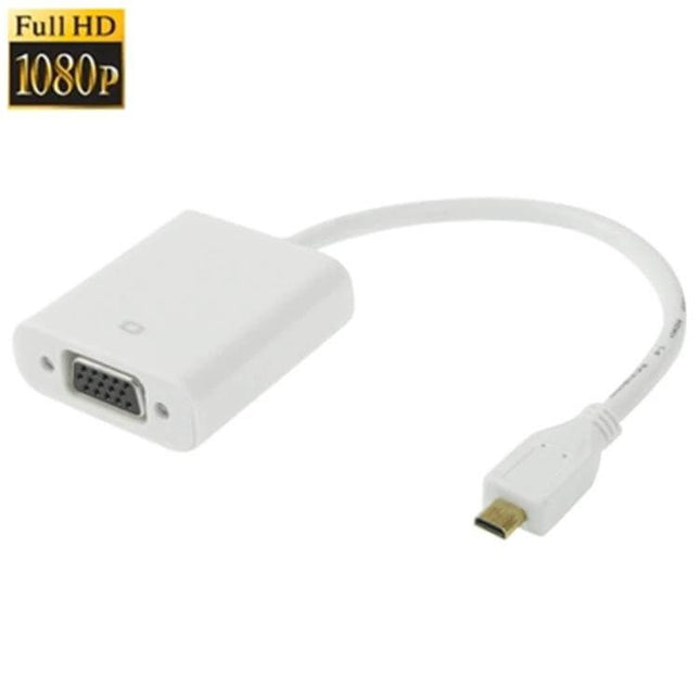 Micro HDMI to VGA Adapter Cable for Device Connections white adapter cable supporting 1080P for connecting tablets or laptops to VGA projectors
