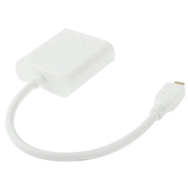 Micro HDMI to VGA Adapter Cable for Device Connections - white compact adapter cable for connecting Micro HDMI devices to VGA displays, supports 1080P