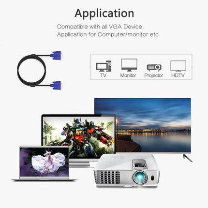1.5 Meter VGA Extension Cable for Monitors and Projectors - 1.5m VGA HD15 extension cable connecting laptop, monitor, TV and projector for stable video signal