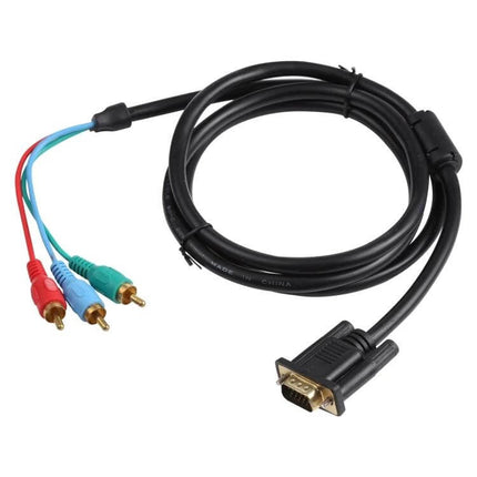1.5 Meter VGA to 3RCA RGB Cable for PC to TV Connection, 15-pin VGA to red blue green RCA leads