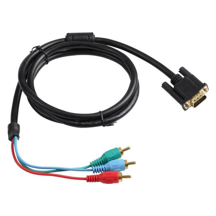 1.5 Meter VGA to 3RCA RGB Cable for PC to TV Connection showing 15-pin VGA to red green blue RCA connectors for gaming, video and presentations