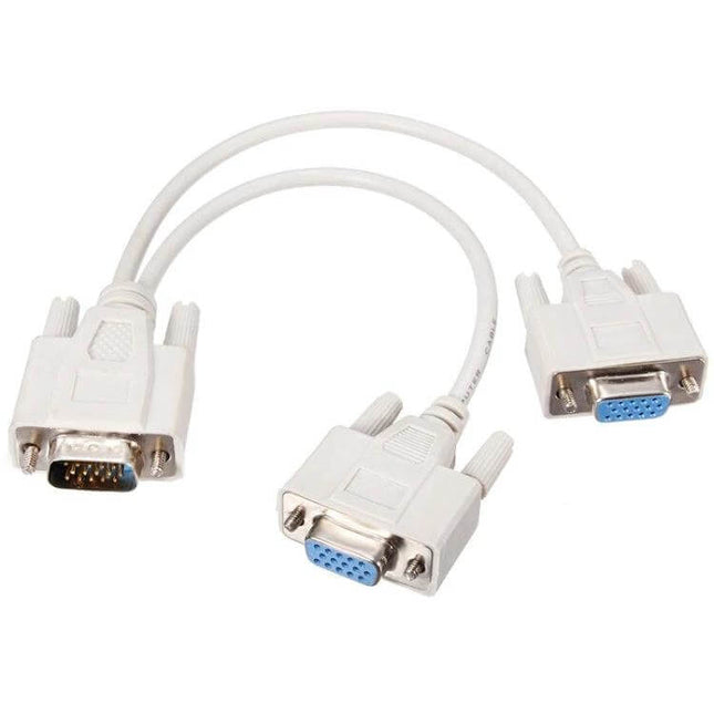 Compact VGA Splitter Cable for Dual Monitor Connections, 32.5cm – white HDB15 male to two HDB15 female VGA splitter cable for dual displays
