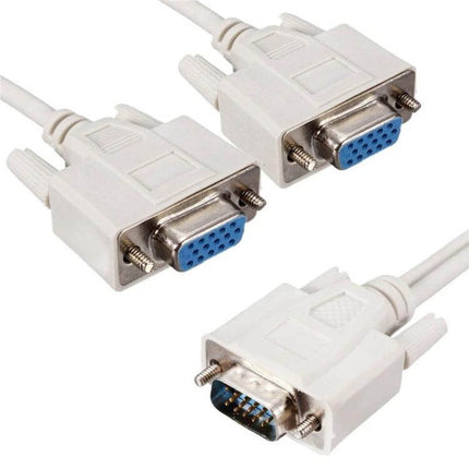 Compact VGA Splitter Cable for Dual Monitor Connections, 32.5cm - white HDB15 male to dual HDB15 female VGA splitter cable