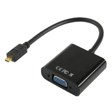 Micro HDMI to VGA Adapter Cable with Audio Support, 22cm Length - black adapter cable with Micro HDMI plug, VGA port and 3.5mm audio jack