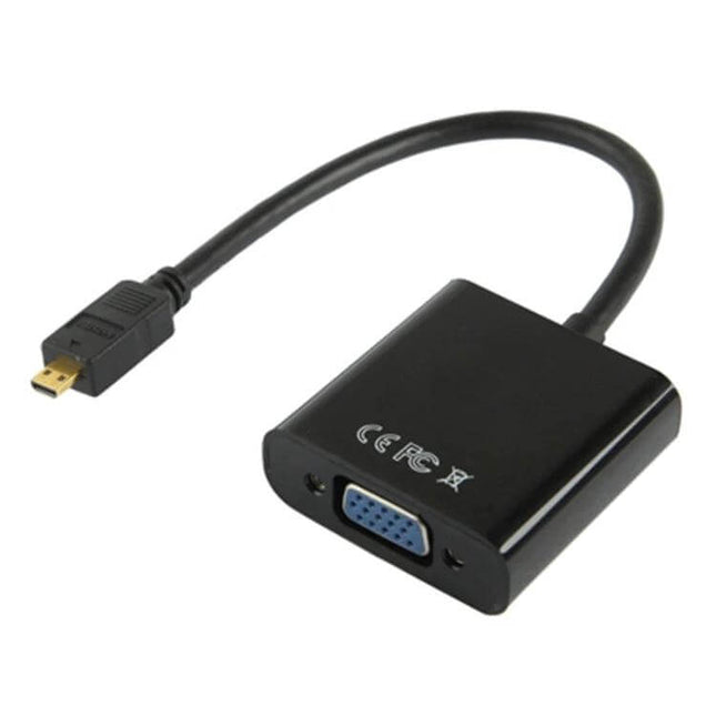 Micro HDMI to VGA Adapter Cable with Audio Support, 22cm Length - black adapter cable with Micro HDMI plug, VGA port and 3.5mm audio jack