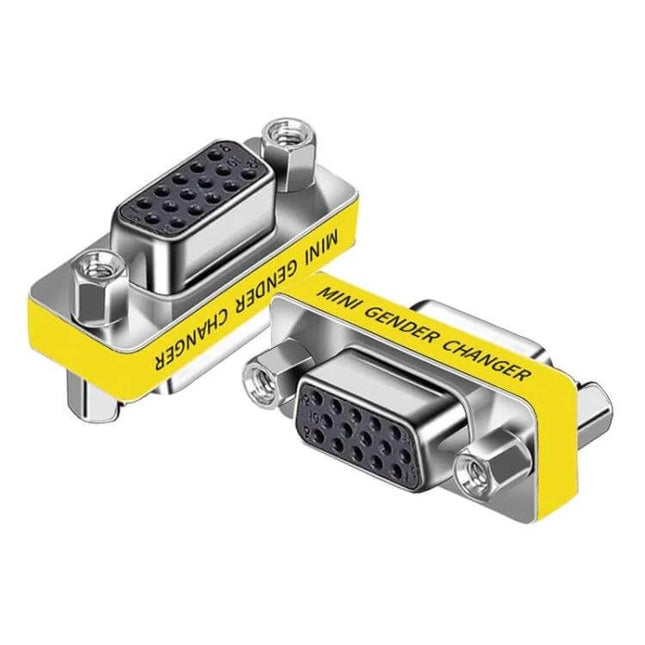 Standard VGA Female to Female Adapter for Video Devices and Monitors - compact VGA female-to-female connector for extending monitor and video device cables