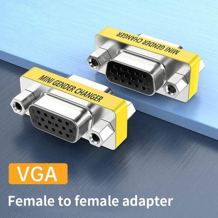 Standard VGA Female to Female Adapter for Video Devices and Monitors - compact VGA female-to-female coupler for extending monitor and PC VGA cables