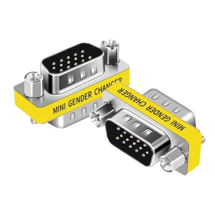VGA 15-Pin Male to Male Adapter for Video Device Connections compact dual male VGA gender changer for monitor projector setups